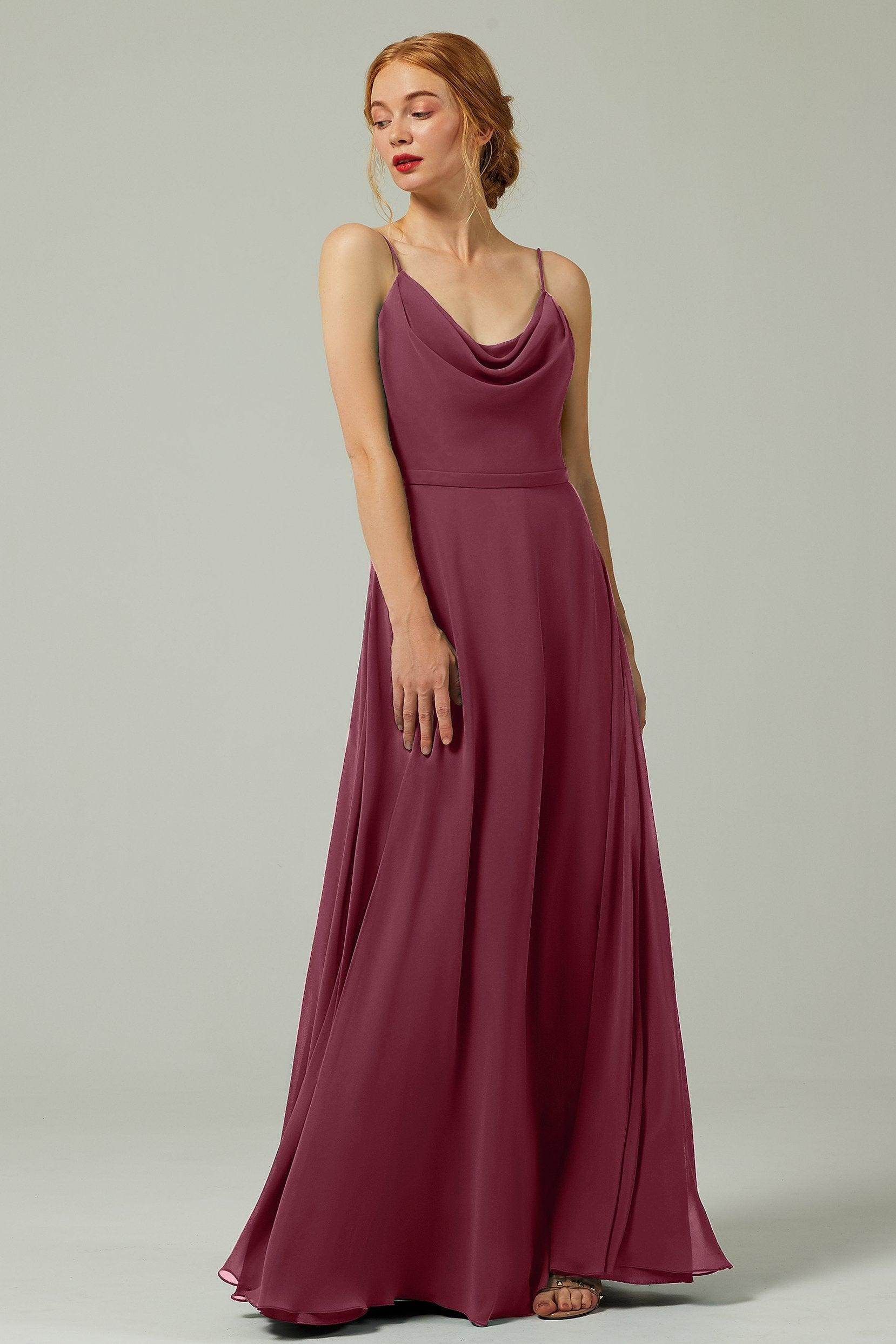A-Line Floor Length Chiffon Bridesmaid Dress CB0322 - COCOMELODY